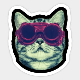 Cyberpunk Cat With Glasses Sticker